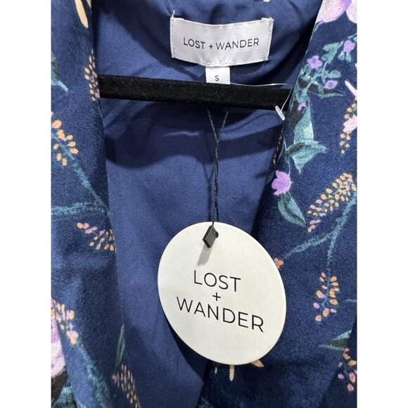 LOST + WANDER Women's Floral Blue Dress SMALL - Picture 3 of 4